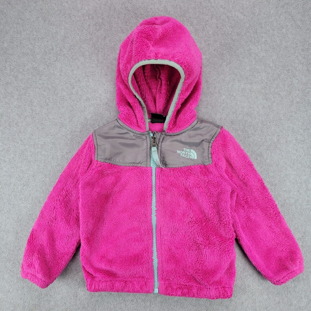 The North Face Oso Fleece Hoodie Kids 18-24M Pink Grey Full Zip Jacket